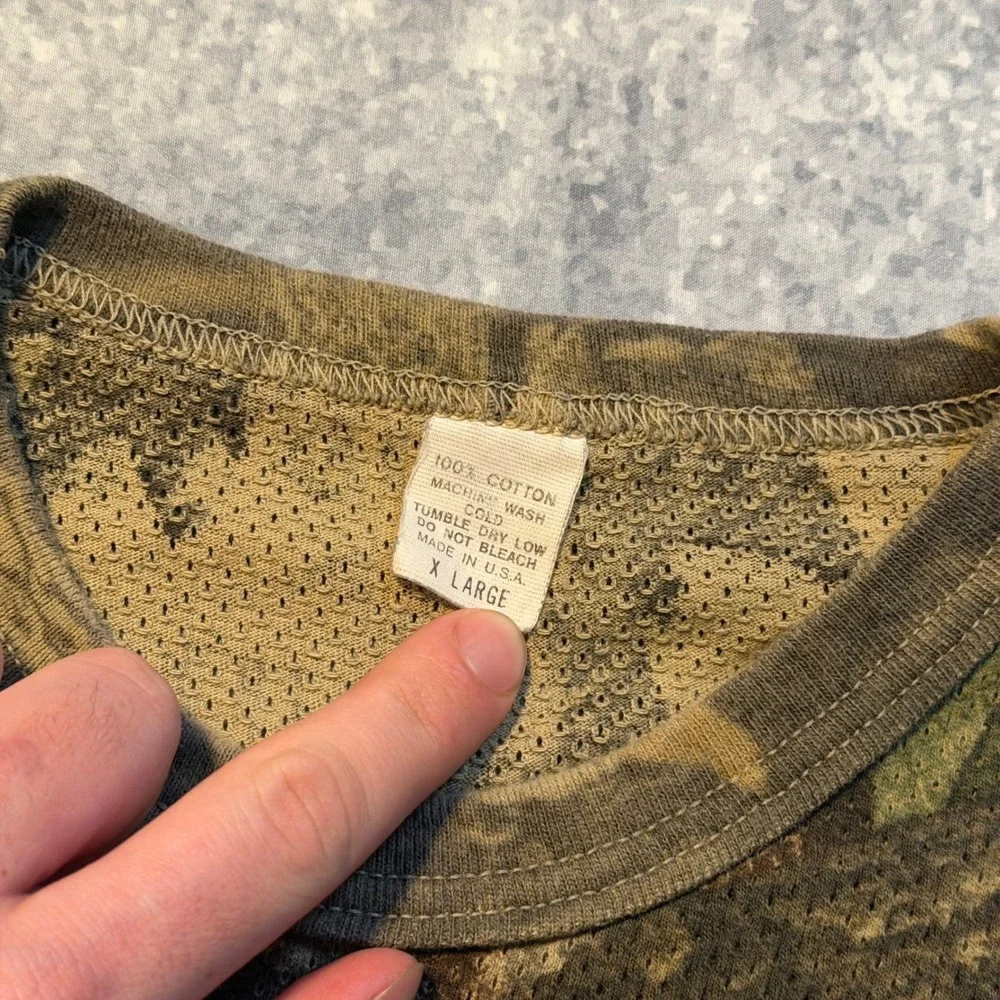 Vintage Advantage Timber Camo Mesh Long Sleeve Pocket T-Shirt Mens XL Made USA - Picture 3 of 6
